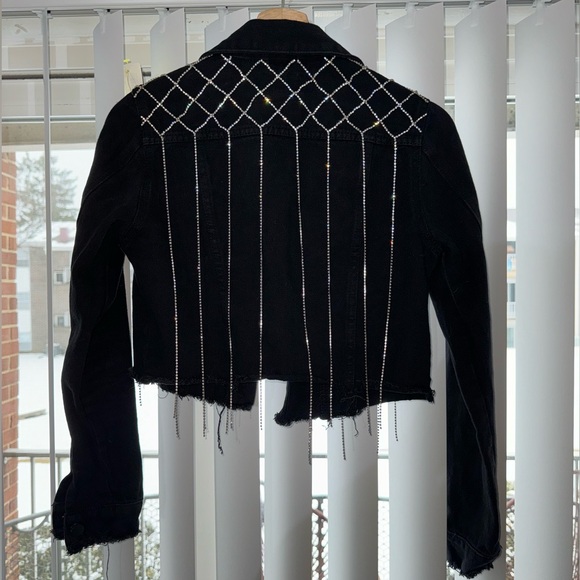 DENIM BLVD LOS ANGELES black denim jacket with Jewel design. Size S 100% cotton - Picture 3 of 8